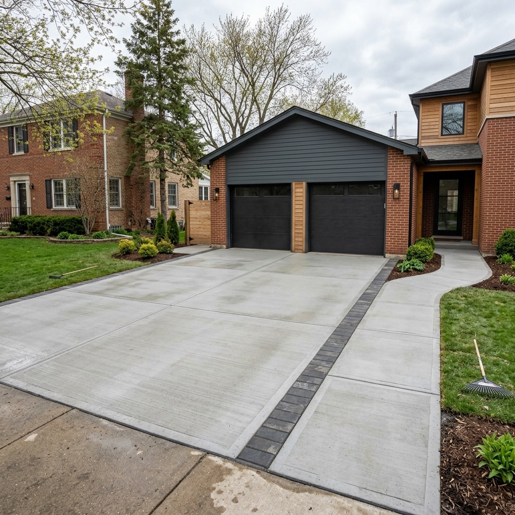 Newly constructed detached brick garage in Chicago by Matylac Development