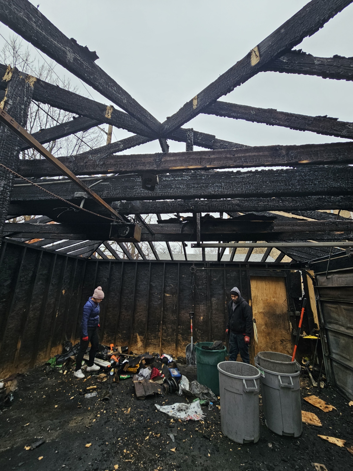 Burned garage before fire restoration