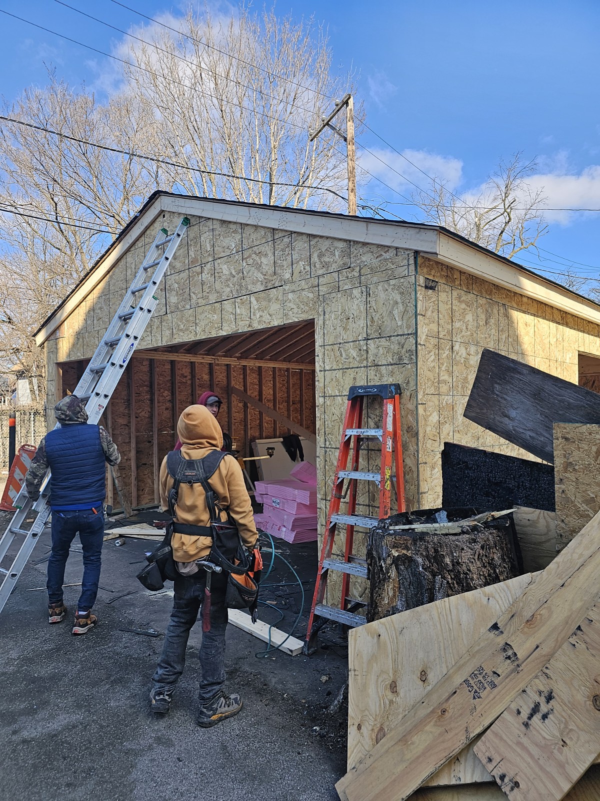 Rebuilt garage after fire restoration