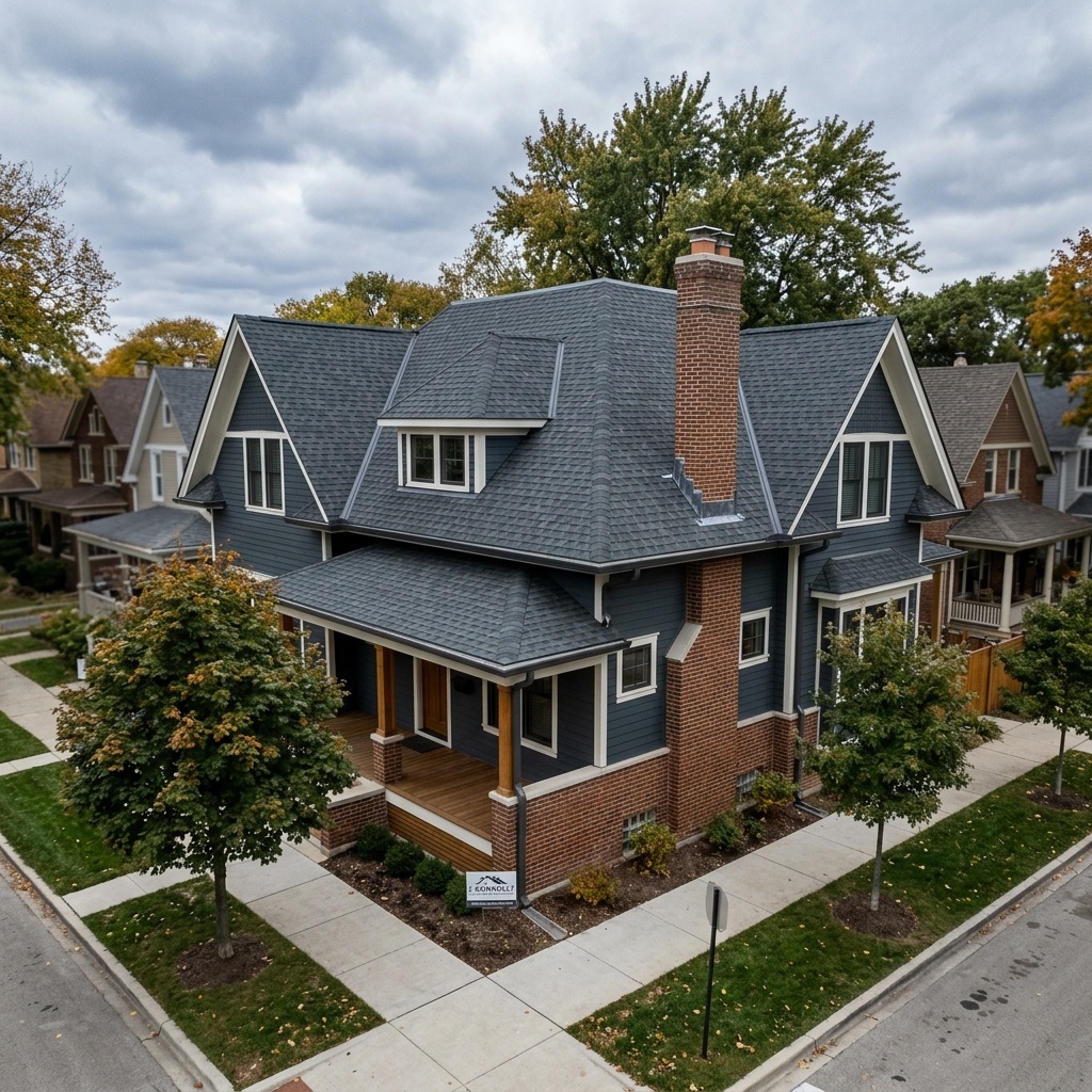 Completed flat roof replacement on Chicago residential building by Matylac Development